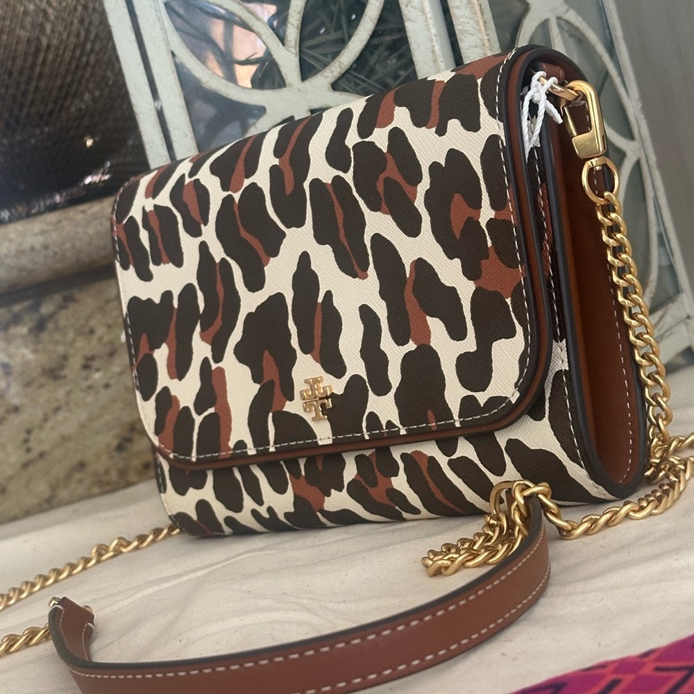 Tory Burch Emerson Chain Wallet Crossbody BEGE REA LOPARO205/498 - Picture 4 of 10